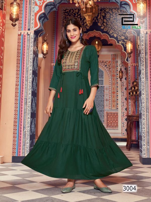 Blue Hills Jasmine 3 Fancy Rayon Wear Anarkali Kurti Collection